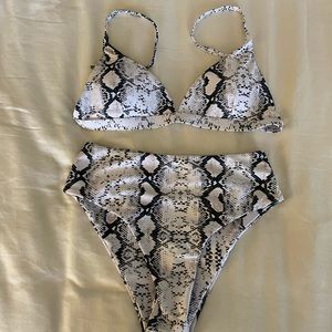 Snake print high waisted bikini